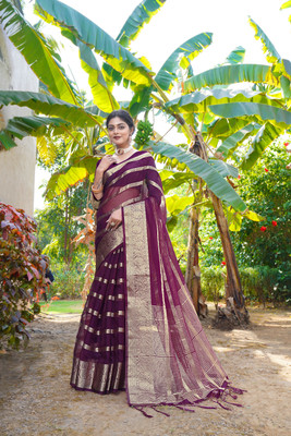 KOTHARI BS Solid/Plain Bandhani Organza Saree(Magenta)