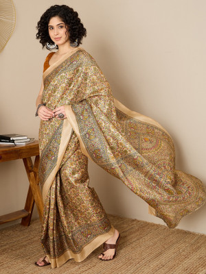Sareemall Printed Daily Wear Tussar Silk Saree(Beige)