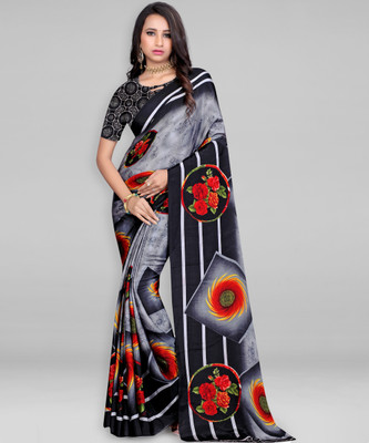 Leelavati Printed Daily Wear Crepe Saree(Grey)