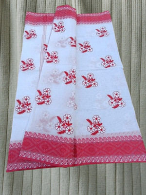 Happy Creation Woven Jamdani Handloom Cotton Blend Saree(Multicolor)