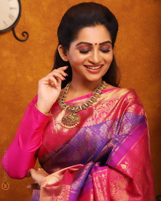 Rudr Venture Digital Print Banarasi Jacquard Saree(Multicolor)
