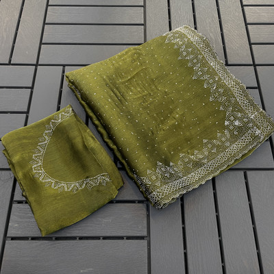 Jennyfab Embellished Bollywood Jimmy choo Saree(Light Green)