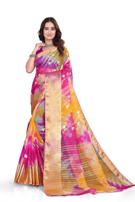 Aarunika SKT Solid/Plain Bollywood Organza Saree(Pink)