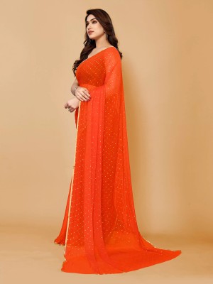 V And V Shop Woven Daily Wear Chiffon Saree(Orange)