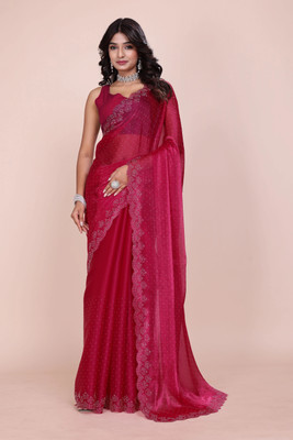 Indian Fashionista Embellished Bollywood Jimmy choo Saree(Red)