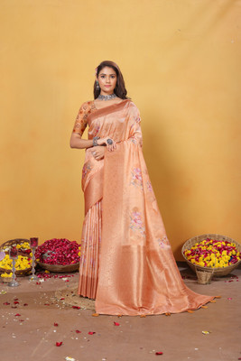 Pandadi Saree Woven Banarasi Cotton Silk Saree(Cream)