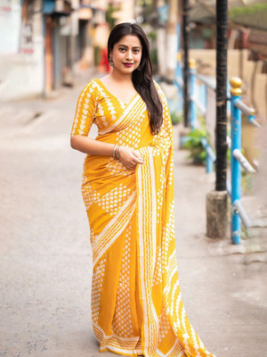 SJY Printed Bollywood Linen Saree(Multicolor)