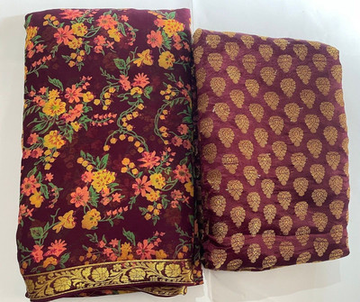 JustEthnic Floral Print Bollywood Georgette Saree(Purple)