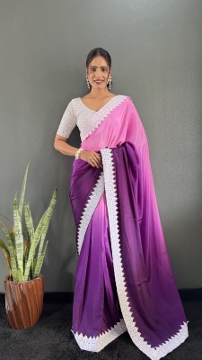 MM VENTURE Solid/Plain Bollywood Pure Silk Saree(Purple)