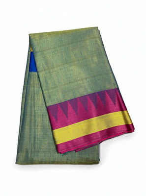 Arzoo kala textiles Temple Border, Self Design Sambalpuri Cotton Silk Saree(Pack of 2, Dark Green, Pink)