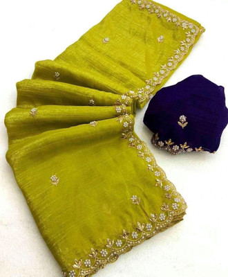 Dwini Embroidered Bollywood Chiffon Saree(Light Green)