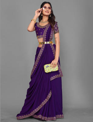 Vivan Fab Embellished Bollywood Silk Blend Saree(Multicolor)