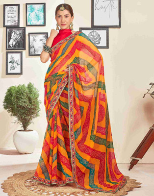 shiv textiles Embroidered Bollywood Georgette Saree(Multicolor)