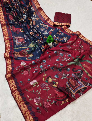 Ghan Sals Printed Bollywood Viscose Rayon Saree(Multicolor)
