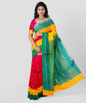BIKANERI SAREES Printed Bandhani Pure Cotton Saree(Red)