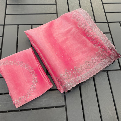 Jennyfab Embellished Bollywood Jimmy choo Saree(Pink)