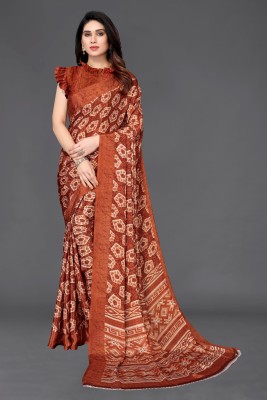 SARETRA MALL Printed Banarasi Art Silk Saree(Brown)