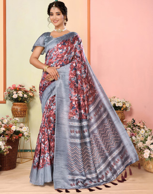 YASHIKA Printed Bollywood Art Silk Saree(Maroon)