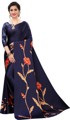 ROOP SUNDARI SAREES Digital Print Bollywood Crepe Saree(Dark Blue)