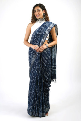 P F Store Embroidered Daily Wear Linen Saree(Blue)