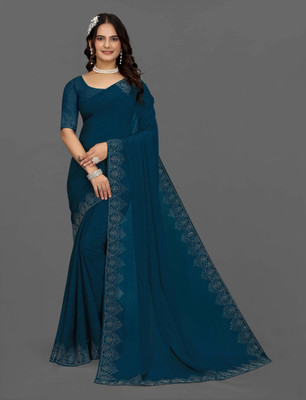 YG BHALIYA Solid/Plain Arani Pattu Art Silk Saree(Blue)