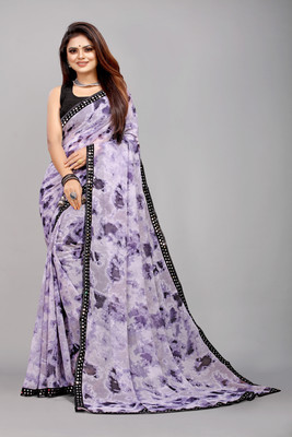 LIMTD Printed, Floral Print Bollywood Georgette Saree(Grey)