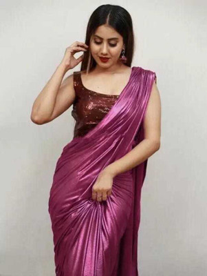 fiorrifab Solid/Plain Bollywood Lycra Blend Saree(Pink)