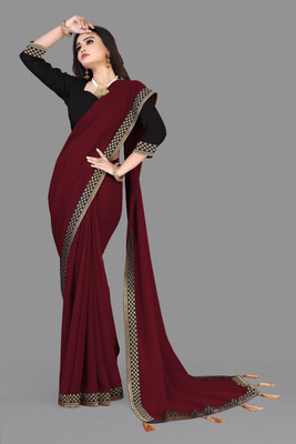 KHODAL ENTERPRISE Embroidered Bollywood Net Saree(Maroon)