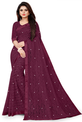 Divya Shree Embellished Bollywood Net Saree(Maroon)