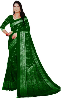 Nahsoril Geometric Print Bandhani Art Silk Saree(Dark Blue)