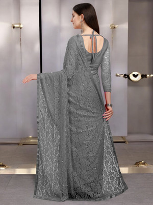 NEXA Self Design Bollywood Net Saree(Grey)