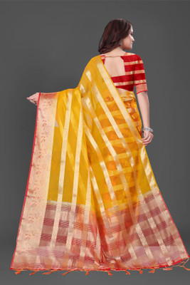 Aarunika LGF Woven Bollywood Organza Saree(Yellow)