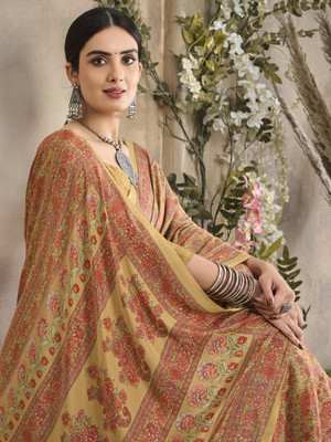 Divastri Printed Daily Wear Crepe Saree(Beige)