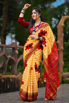 VAMIKASAREE Printed Sambalpuri Pure Cotton Saree(Multicolor)