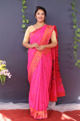amirat Self Design Paithani Jacquard Saree(Pink)