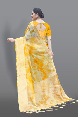 Aarunika AF Printed Bollywood Organza Saree(Yellow)