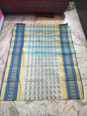 Bikash Dutta Fashion Self Design Tant Pure Cotton Saree(Light Blue)