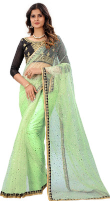 YASHVI Embellished Bollywood Net Saree(Light Green)