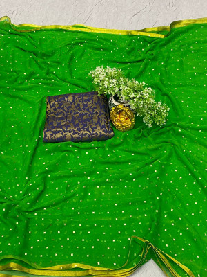 TOXEGO Embellished Daily Wear Chiffon Saree(Light Green)