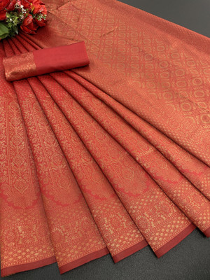 NESHVI ENTERPRISE Woven Banarasi Jacquard Saree(Red)