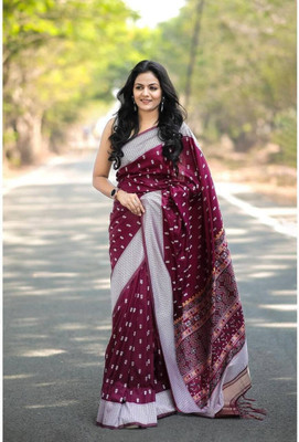 HB VENTURE Floral Print Banarasi Pure Silk Saree(Maroon)