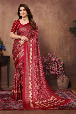 SARETRA MALL Printed Bollywood Chiffon Saree(Maroon)