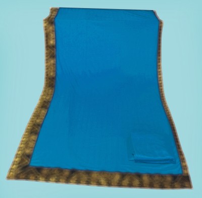 Anugrah Textile Solid/Plain Banarasi Lycra Blend, Chiffon Saree(Pack of 2, Blue)