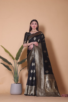 SHREE SHUBH ENTERPRISE Woven Banarasi Jacquard Saree(Black)