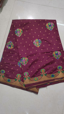 Arpita Fashion Woven, Floral Print, Temple Border, Embellished Banarasi Art Silk Saree(Red)