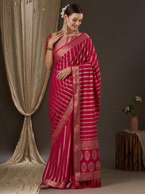 Tasrika Woven Kanjivaram Georgette Saree(Pink)