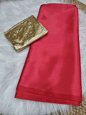 Arpita Fashion Solid/Plain Bollywood Satin Saree(Red)
