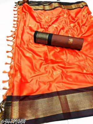 Paithani Self Design Mysore Pure Silk Saree(Orange)
