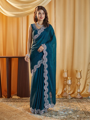 KASEE Self Design Bollywood Pure Silk Saree(Blue)