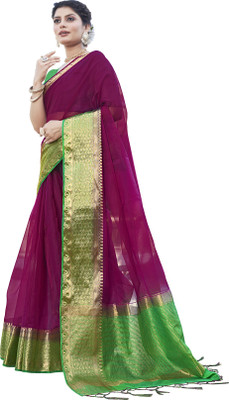 Aarunika BS Self Design, Printed Bollywood Organza Saree(Magenta)
